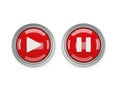 Red play and pause buttons isolated on white background Royalty Free Stock Photo