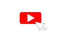 Red Play Vector Logo with cursor, Icon Button.youtube Flat Social Media