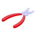 Red pliers icon isometric vector. Grooming care tool