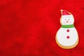 Red Plush Fur and Gingerbread Snowman Christmas Background