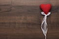Red plush heart shape on stick Royalty Free Stock Photo