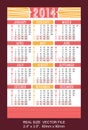 Red pocket calendar 2014 VECTOR SIZE: 2.4