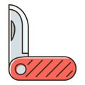 Red pocket knife icon, flat style Royalty Free Stock Photo