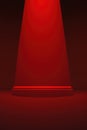 red podium on red background with spot light. pedestal for product display, 3d rendered Royalty Free Stock Photo