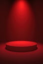 red podium on red background with spot light. pedestal for product display, 3d rendered Royalty Free Stock Photo