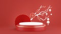 red podium with decoration concept for product display Royalty Free Stock Photo