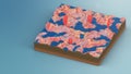 Red pointers, markers on the 3D map navigation. Contour lines on a topographic map. Studying the geography of the area