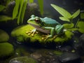 green poison arrow frog in forest