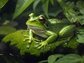 green poison arrow frog in forest