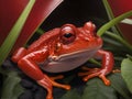 red poison arrow frog in forest