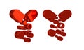 Red Poisoned pill icon isolated on transparent background. Pill with toxin. Dangerous drug.