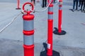 Red pole barricade for background. Royalty Free Stock Photo