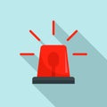 Red police flasher icon, flat style Royalty Free Stock Photo