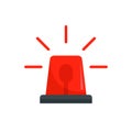 Red police flasher icon, flat style Royalty Free Stock Photo