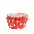 Red polka dot cupcake cup isolated