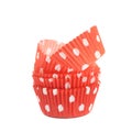 Red polka dot cupcake cup isolated