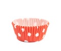 Red polka dot cupcake cup isolated