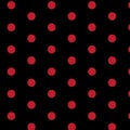 Red polka dot seamless pattern on black background Royalty Free Stock Photo