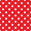 Red polka dot seamless pattern. retro texture. White polka dots on red background. Royalty Free Stock Photo