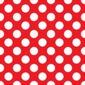 Red polka dot seamless pattern. retro texture. White polka dots on red background. Royalty Free Stock Photo