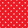 Red polka dot seamless pattern. retro texture. White polka dots on red background. Royalty Free Stock Photo