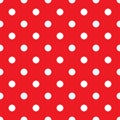 Red polka dot seamless pattern. retro texture. White polka dots on red background. Royalty Free Stock Photo