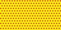 Red polka dots circles circumferences on a seamless infinite pattern against yellow empty space background geometrical texture.