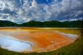 Red polluted lake in Romania, Geamana Royalty Free Stock Photo