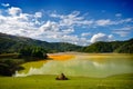 Red polluted lake in Romania, Geamana Royalty Free Stock Photo