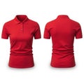 Red polo shirt front and back isolated on white background Royalty Free Stock Photo