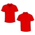 Red polo t-shirt mock up/template, front and back view, isolated on white background