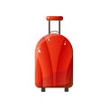 Red Polycarbonate Suitcase with Wheels, Traveler Luggage, Travel concept Vector Illustration