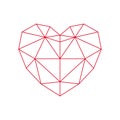 Red polygon heart - icon.