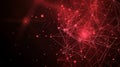 Red polygon tech network with connect technology background. Dots and lines texture background. 3D rendering. Royalty Free Stock Photo