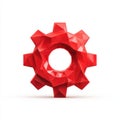 Red Polygonal Gear 3D Render on White Royalty Free Stock Photo