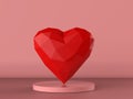 Red polygonal heart on pink background Royalty Free Stock Photo