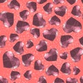 Red Polygonal Heart Random Seamless Pattern