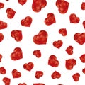 Red Polygonal Heart Random Seamless Pattern