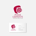 Red pomegranate logo. Pomegranate with grains on white background. Royalty Free Stock Photo