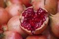 Red pomegranate.Punica granatum. It is a fruit-bearing deciduous shrub in the family Lythraceae, subfamily Punicoideae