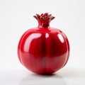 Handmade Wood Pomegranate Vase On White Background - Bold Chromaticity, Realistic Attention To Detail