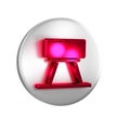 Red Pommel horse icon isolated on transparent background. Sports equipment for jumping and gymnastics. Silver circle