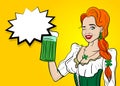 Red pop art woman st patrick day Royalty Free Stock Photo