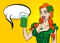 Red pop art woman st patrick day Royalty Free Stock Photo