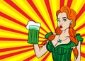 Red pop art woman st patrick day Royalty Free Stock Photo