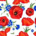 Red poppies, blue cornflowers