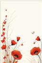 red poppies and butterflies on a white background Royalty Free Stock Photo