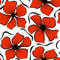 Red poppies on colorful background. Seamless floral texture. Vector illustration wallpaper seamless pattern background. Black Royalty Free Stock Photo