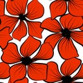 Red poppies on colorful background. Seamless floral texture. Vector illustration wallpaper seamless pattern background. Black Royalty Free Stock Photo