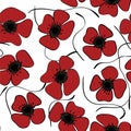 Red poppies Easily editable vector image abstract vector eps 10 handmade Royalty Free Stock Photo